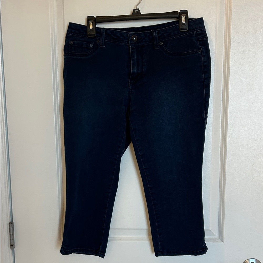 Roz & Ali Dark Blue Cropped Stretch Jeans